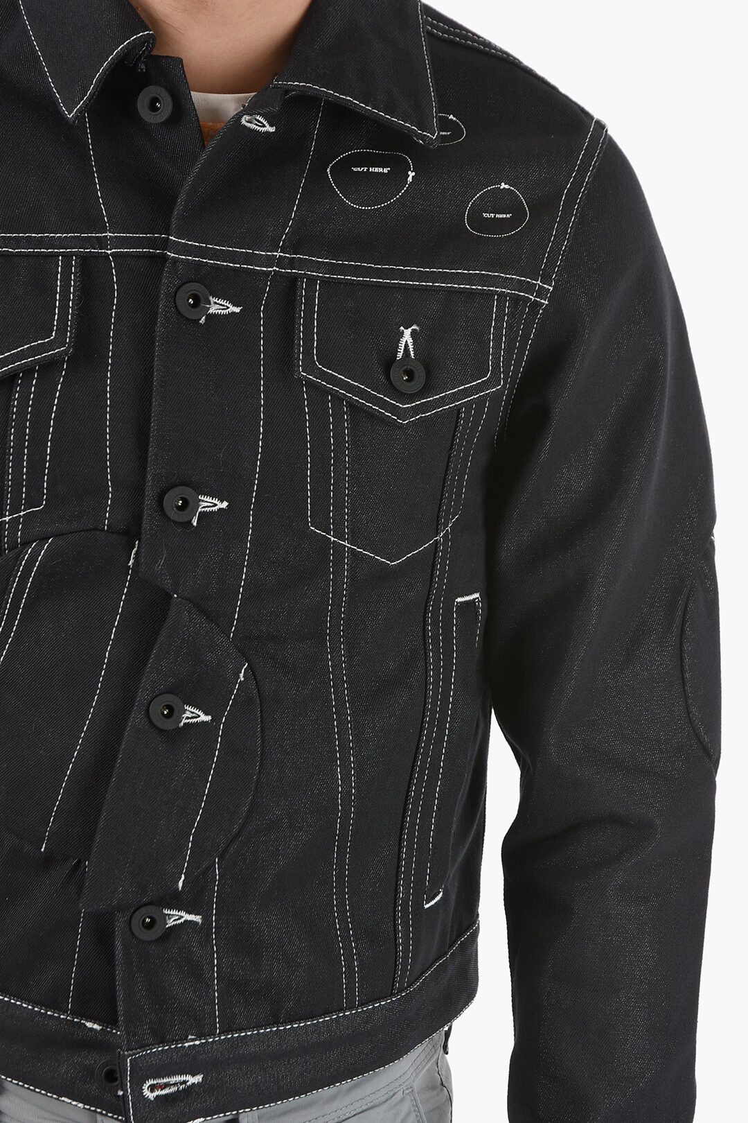 Off-White Printed ARROW TWIST Denim Jacket men - Glamood Outlet