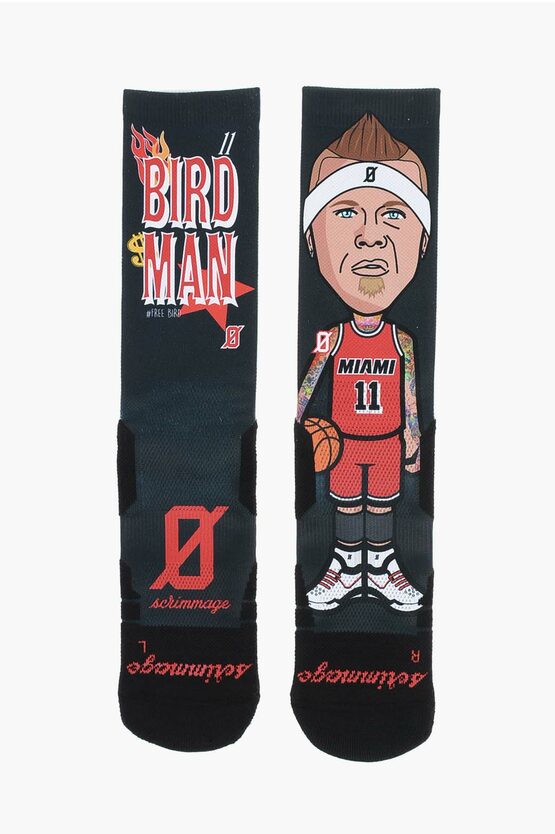 Scrimmage Printed Birdman Long Socks In Black