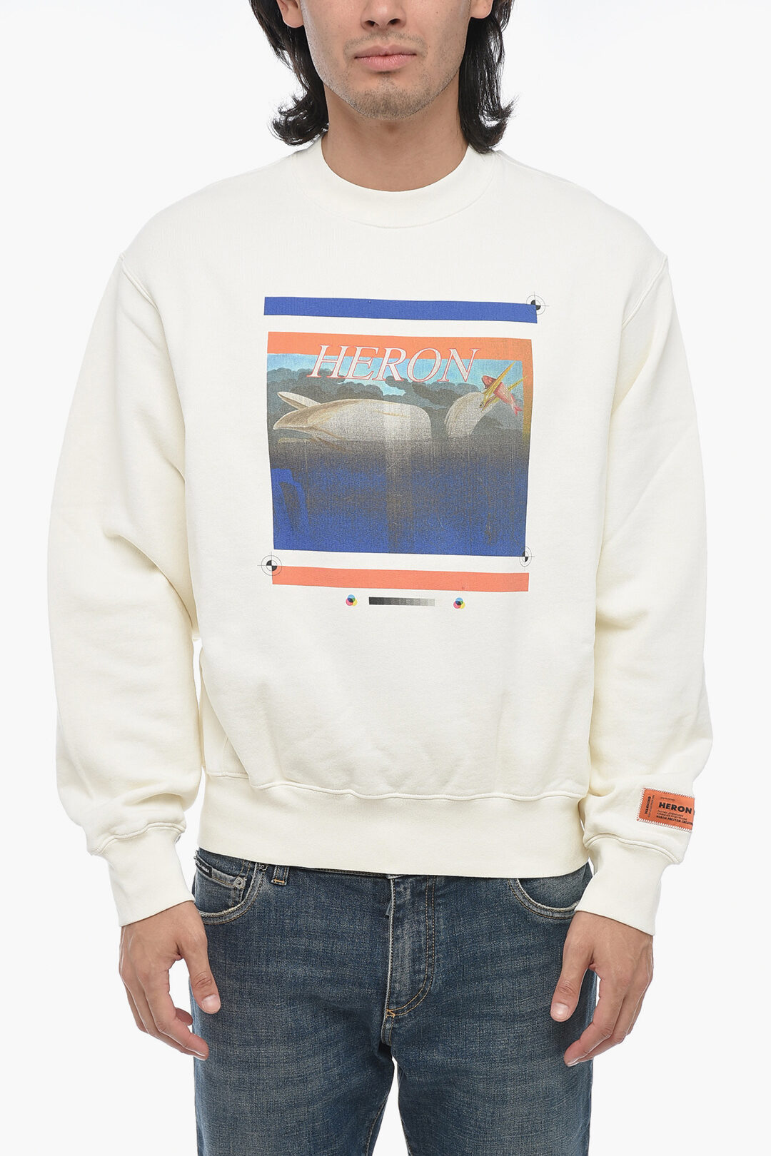 Heron Preston Printed Brushed Cotton Crewneck Sweater men Glamood Outlet