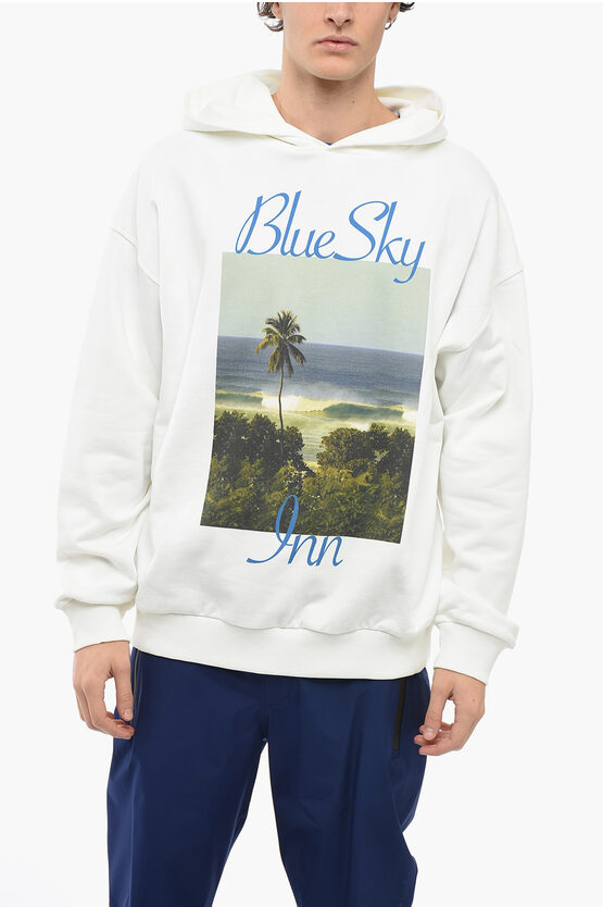 Blue Sky Inn Beach-print Cotton Hoodie