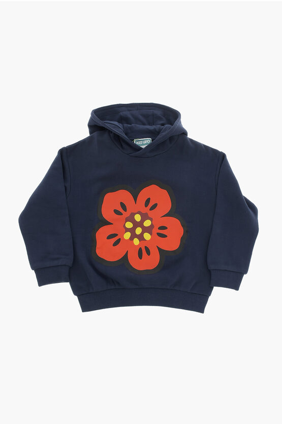 Shop Kenzo Printed Brushed Cotton Hoodie