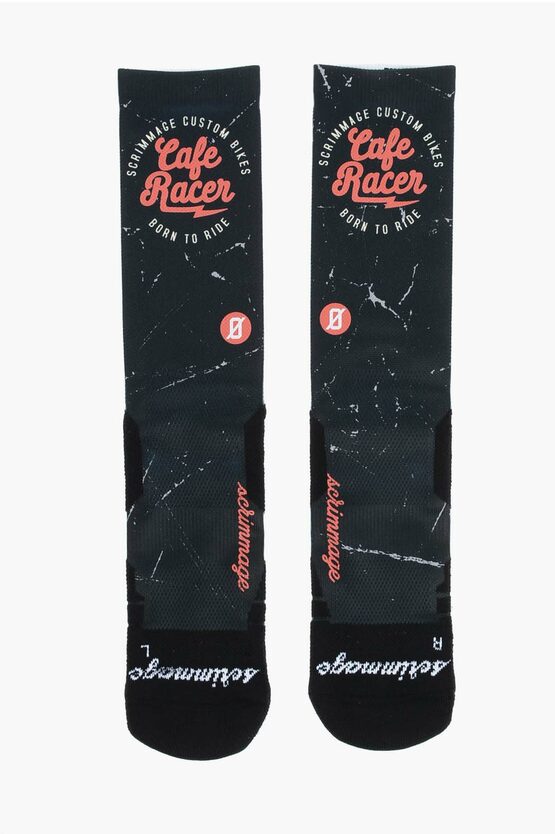Scrimmage Printed Cafe Racer Long Socks In Black