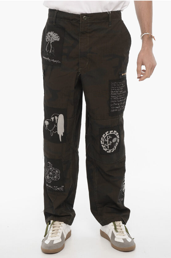 Westfall Printed Camouflage Motif Cargo Pants In Black