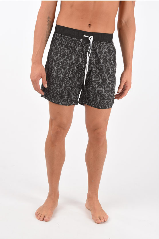 KARL LAGERFELD PRINTED CARRY OVER - IKONIC AOP SWIM SHORTS 