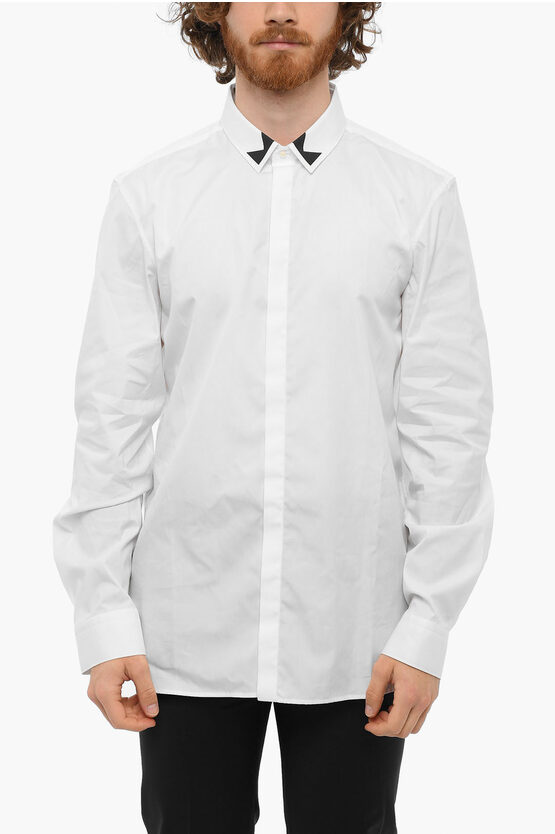 Neil Barrett Printed Collar Long Sleeved Shirt In Neutral