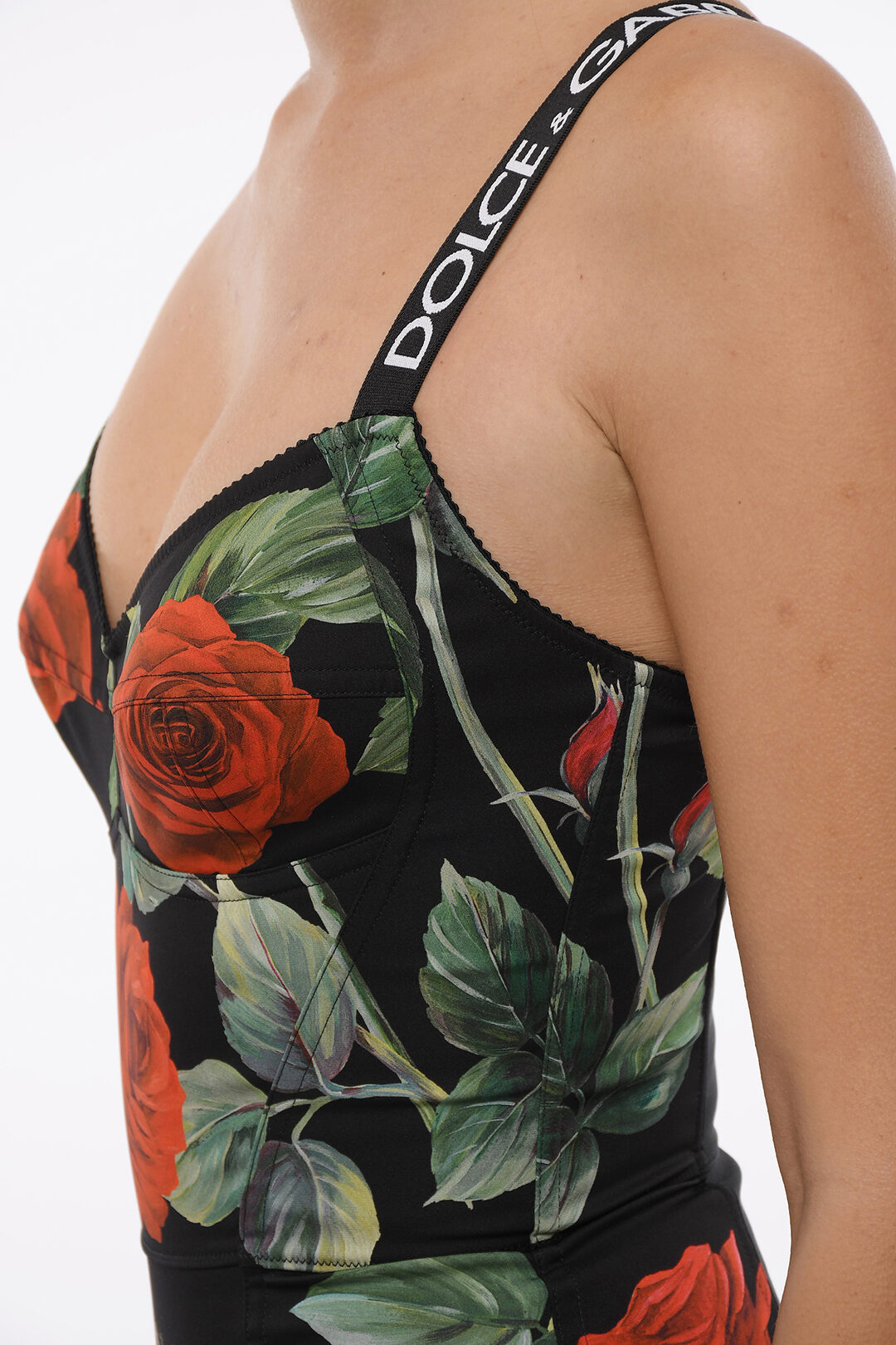 Dolce Gabbana Printed Corset Body With Logoed Straps women