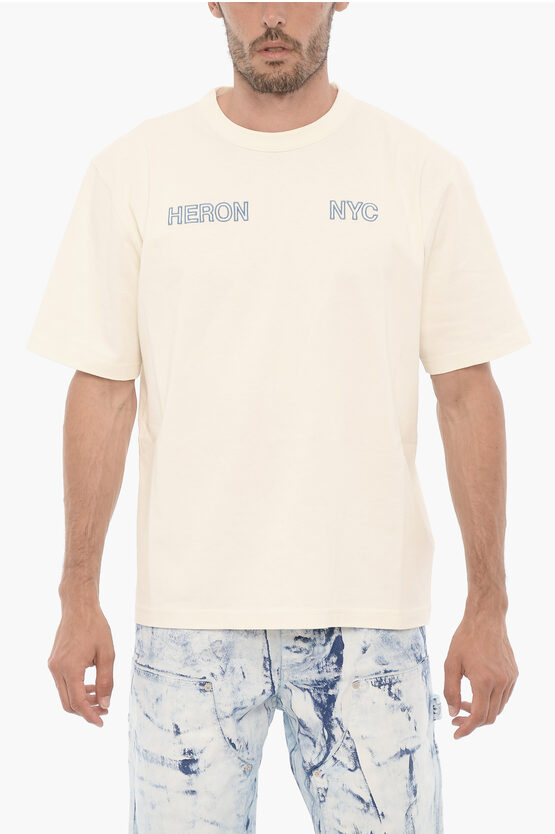 Heron Preston Printed Cotton Crew-neck T-shirt In Neutral