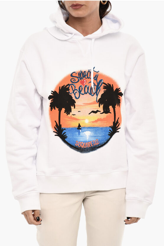 Shop Dsquared2 Printed Cotton Hoodie