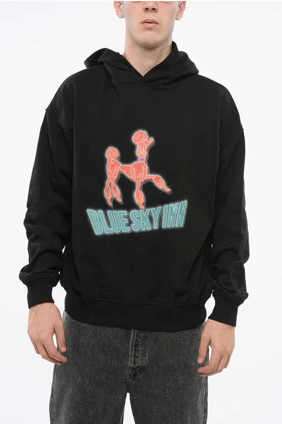 Blue Sky Inn Printed Cotton Hoodie In Black