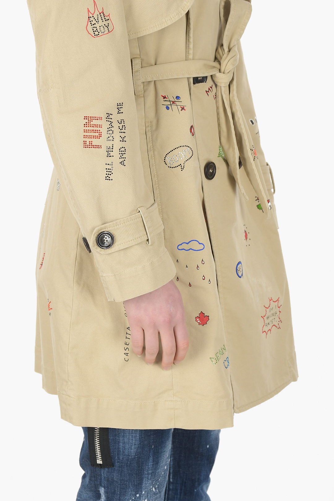 コート DSQUARED2 Woman Coat Beige S75DL0908S78205 114 DSQUARED2 V7419 Beige Cotton Twill Trench Coat Women's Size