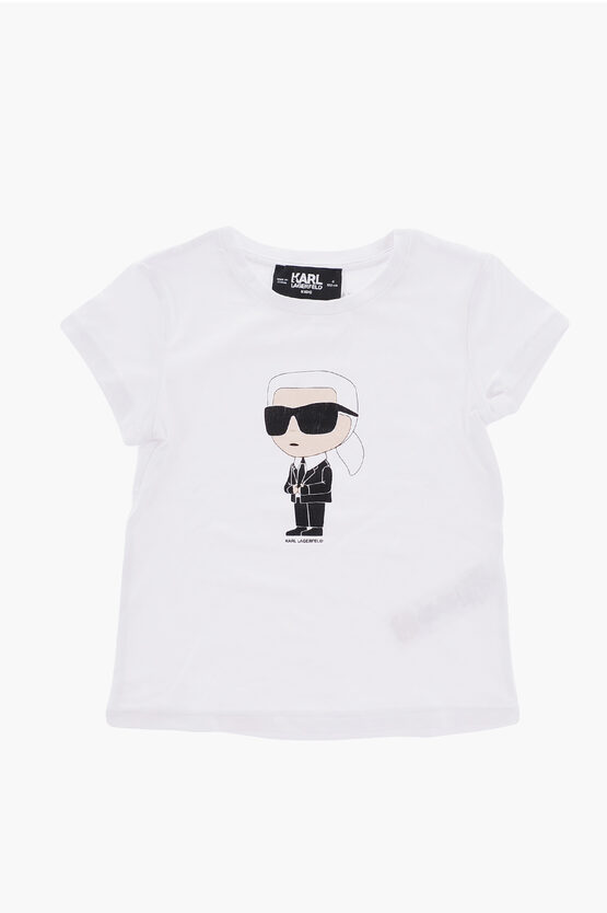 Karl Lagerfeld Printed Crew-neck T-shirt In White