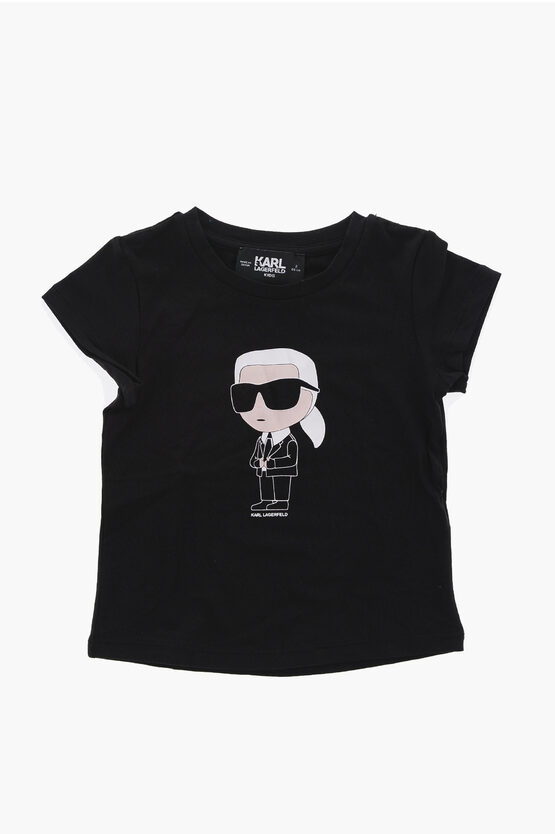 Karl Lagerfeld Printed Crew-neck T-shirt In Black