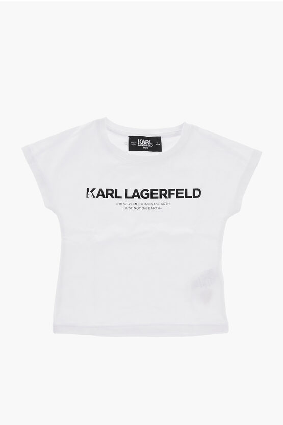 Karl Lagerfeld Printed Crew-neck T-shirt In White