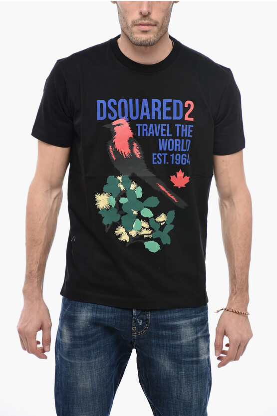 Dsquared2 Printed Crew-neck T-shirt In Black