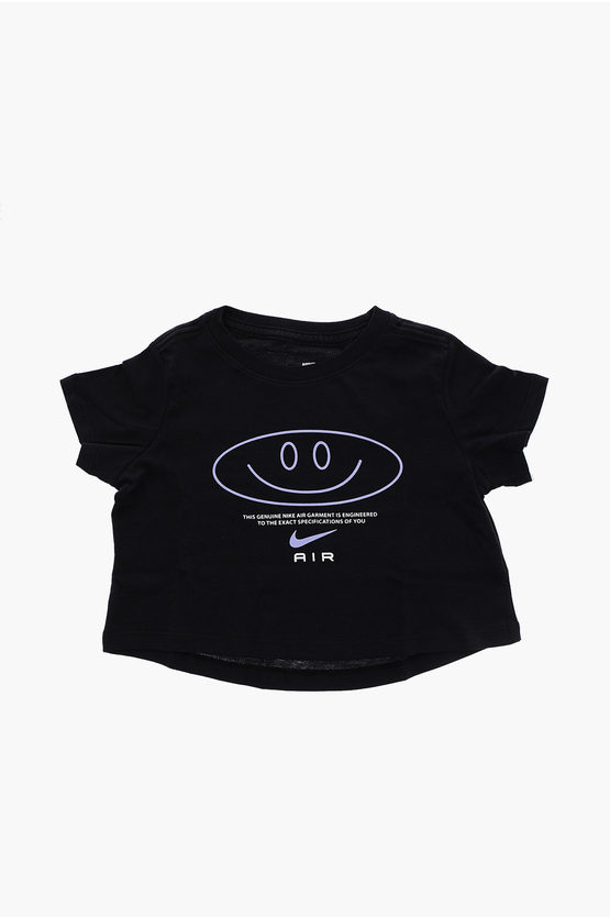 Nike Printed Crop Crew-neck T-shirt In Black