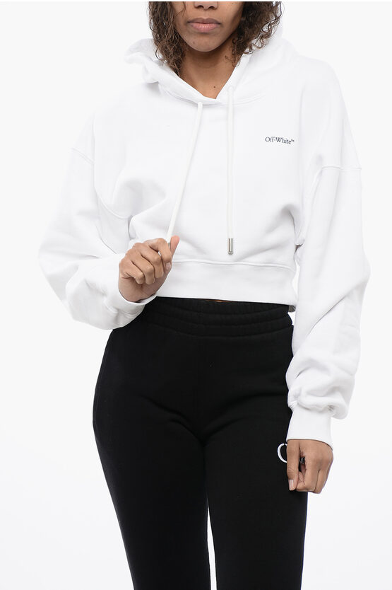 Off-white Printed Cropped Hoodie
