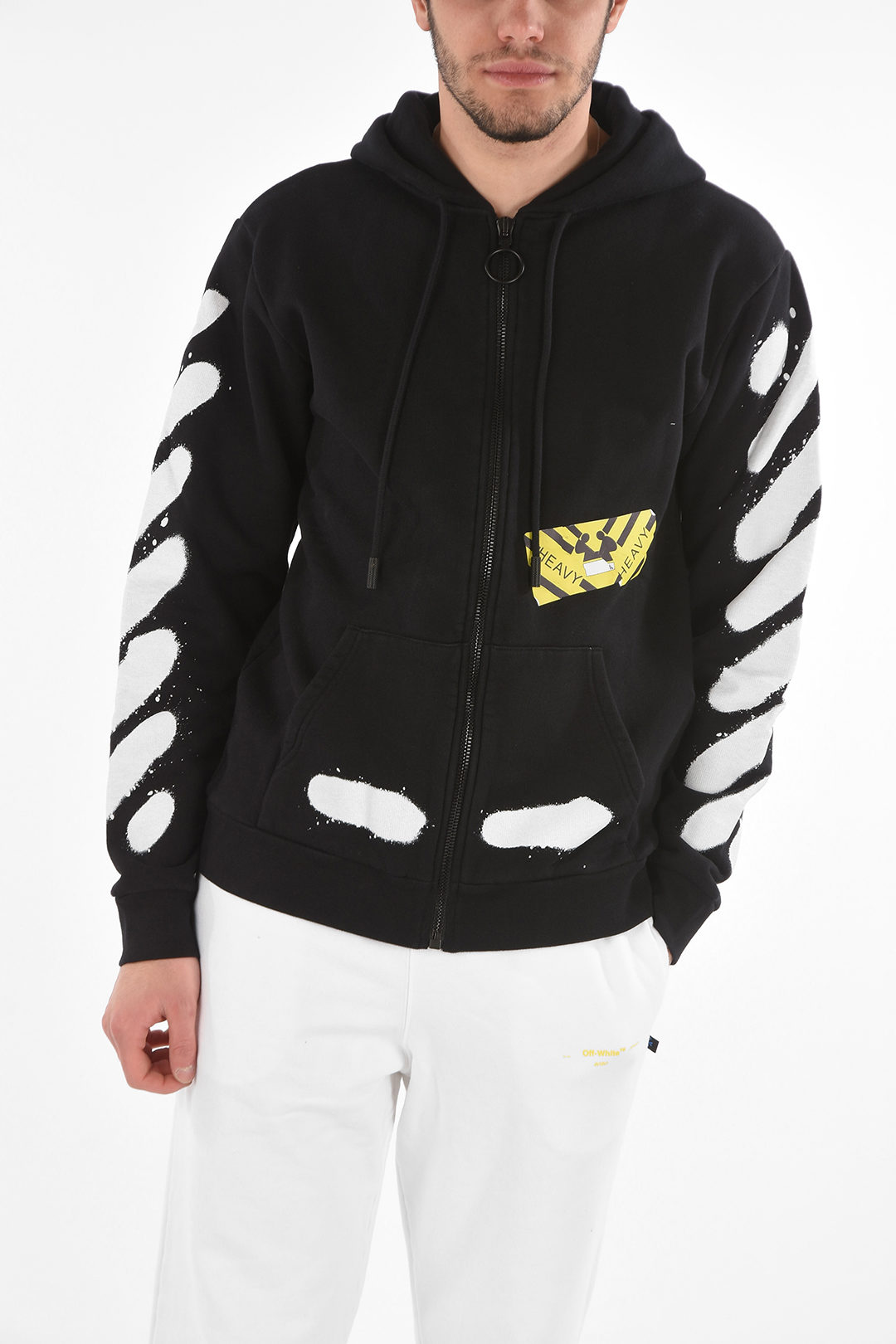 Off-White Printed DIAG SPARY Hooded Sweatshirt with Zip
