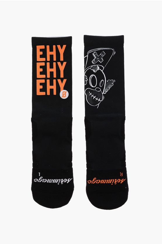 Scrimmage Printed Ehy Ehy Ehy Long Socks In Black