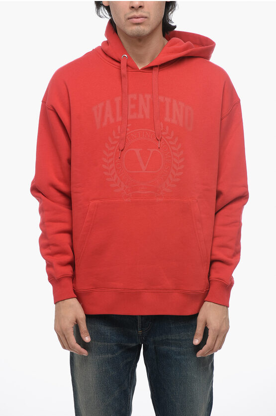 Shop Valentino Printed Emblem Maison  Hoodie