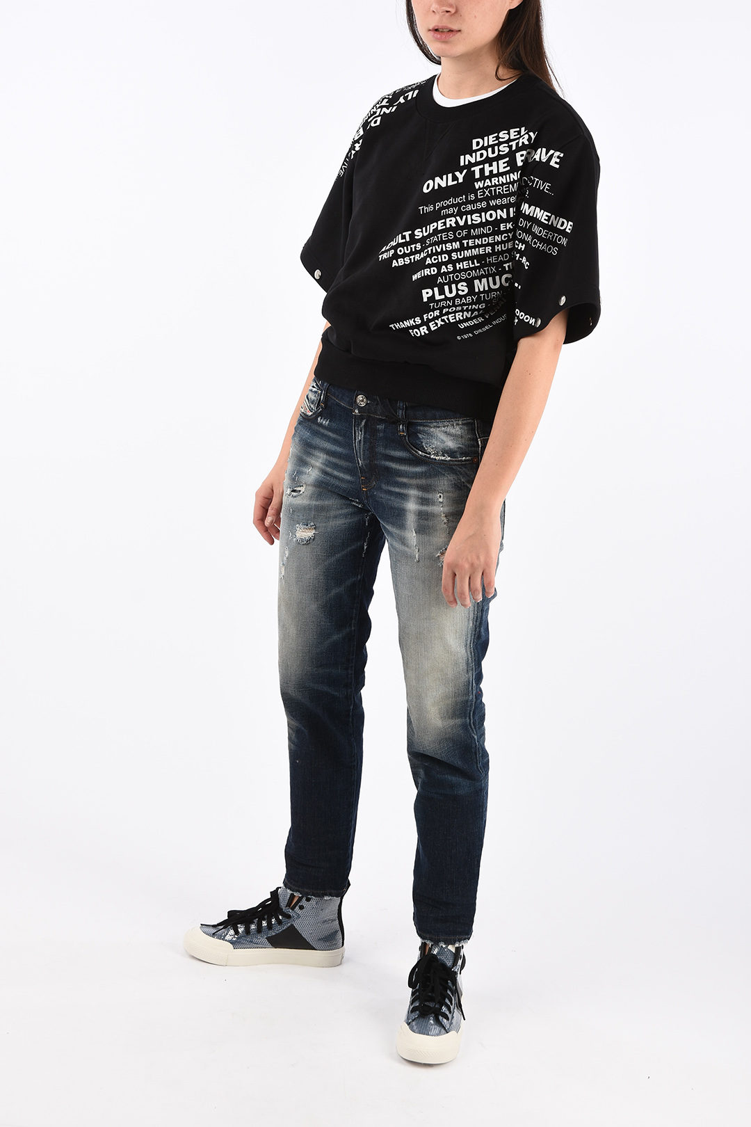 Diesel Printed F-AYALA Crew-Neck Sweatshirt women Glamood Outlet