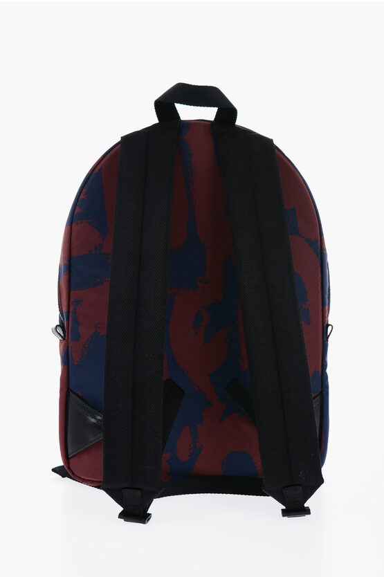 Printed Fabric Backpack with Contrasting Logo