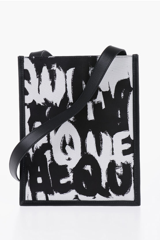 Shop Alexander Mcqueen Printed Fabric Flat Bag With Leather Detail