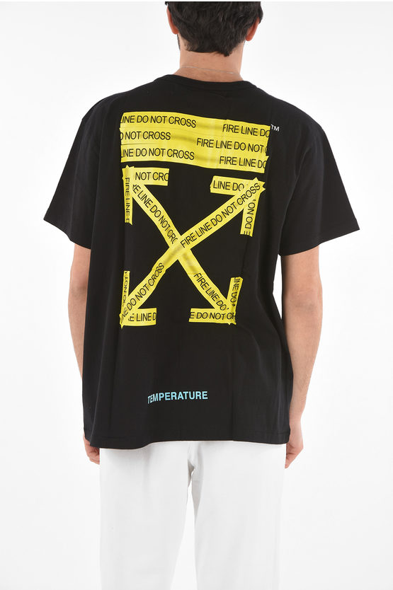 off white fire tape tee