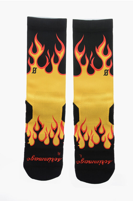 Scrimmage Printed Flame Fire Long Socks In Multi