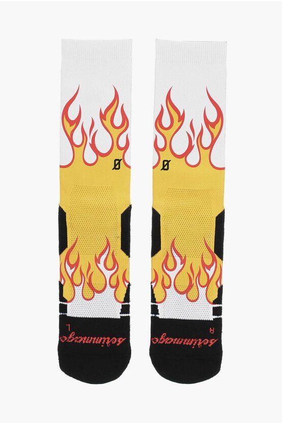 Scrimmage Printed Flame Long Socks In Multi