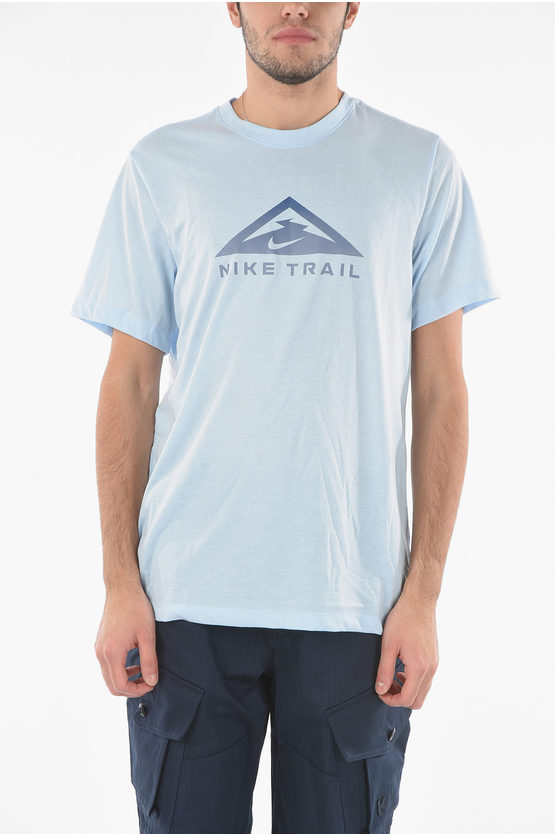 Nike Printed Front Crew-neck T-shirt In Blue