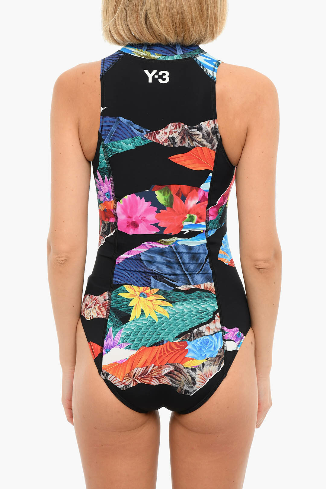 Y 3 By Yohji Yamamoto Printed Front Zip One Piece Swimsuit Damen