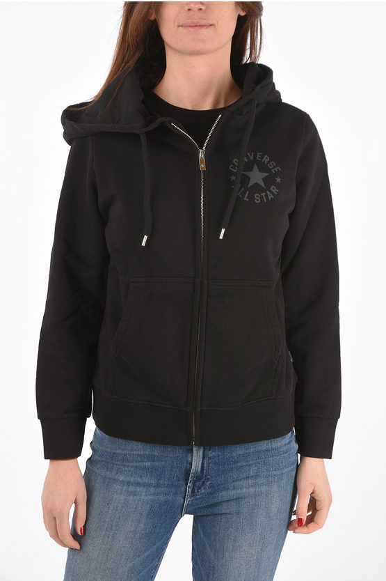 Converse Printed Hoodie Sweatshirt In Black