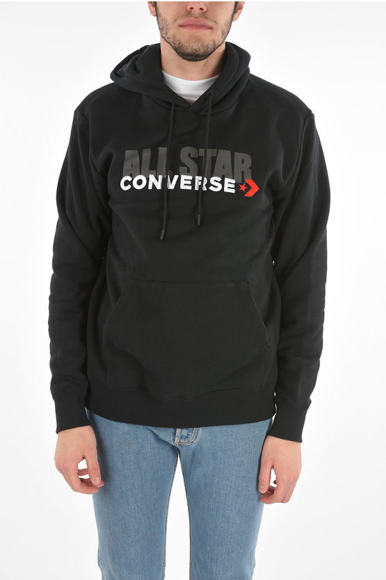 Converse Printed Hoodie Sweatshirt In Black