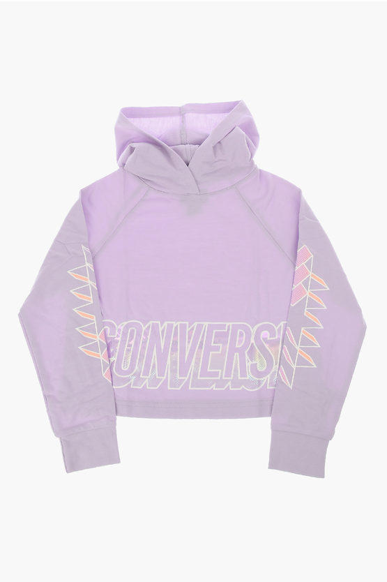 Converse Printed Hoodie Sweatshirt In Purple