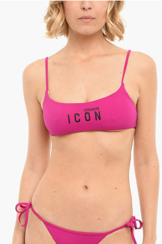 Dsquared2 Printed Icon Bikini Bra In Pink