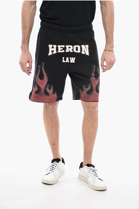 Heron Preston Printed Law Flames Jersey Shorts In Black
