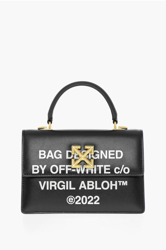 Shop Off-white Printed Leather Jitney Handbag