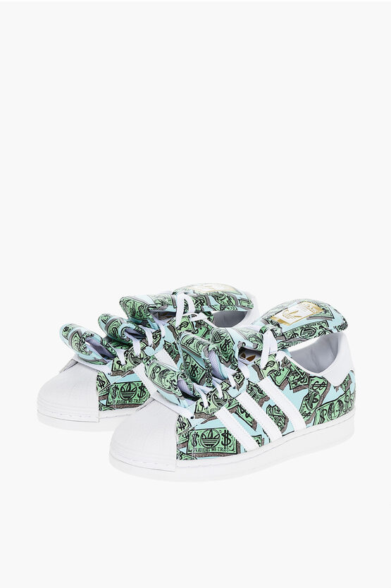 Adidas Originals Printed Leather Js Money Superstar Low-top Sneakers In Multi