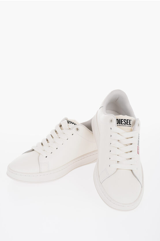 Shop Diesel Printed Leather Lace-up S-athene Sneakers