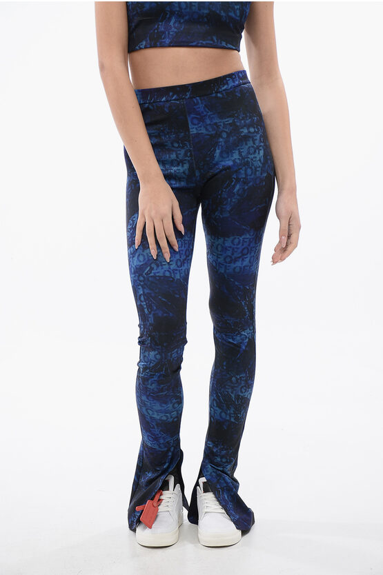 Off-white Printed Leggings With Side Slits