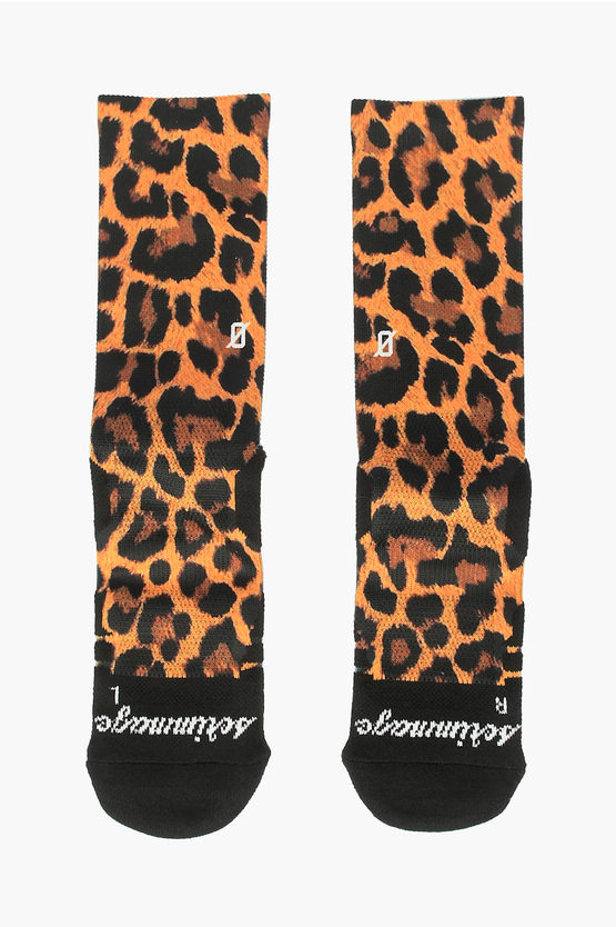 Scrimmage Printed Leopard 3d Socks In Brown
