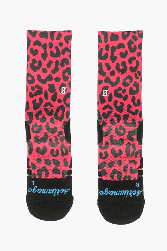 Scrimmage Printed Leopard Socks In Pink
