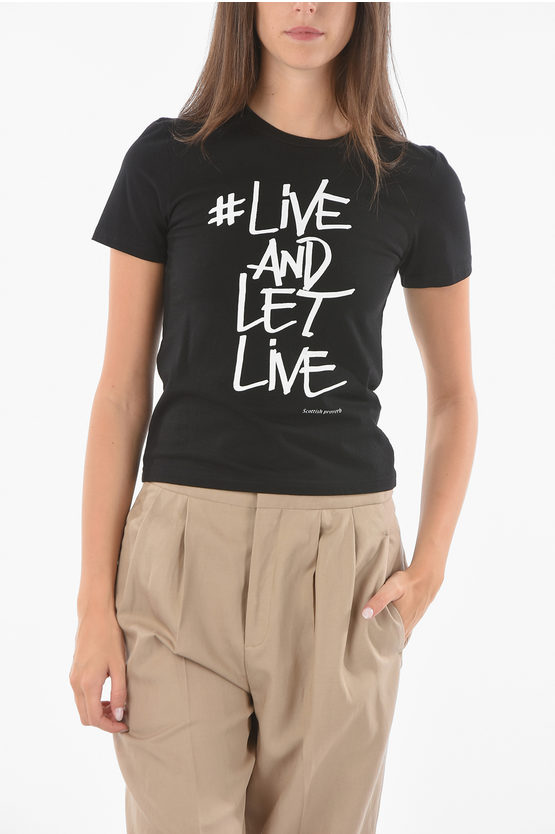 Shop Neil Barrett Printed Live And Let Live Petit Fit T-shirt