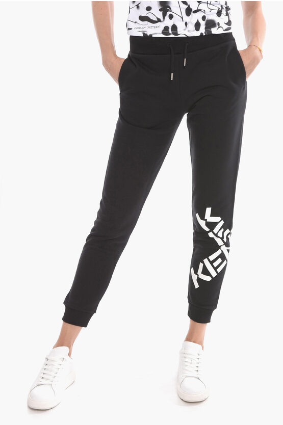 Shop Kenzo Printed Logo Joggers With Drawstrings