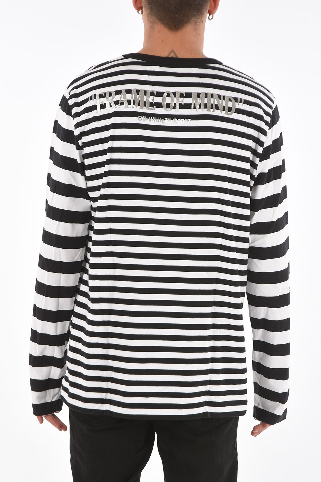 Tシャツ・カットソー [PEINTURE] Logo off-Shoulder Long Sleeve Off-White Printed Long-sleeve FRAME OF MIND T-shirt with