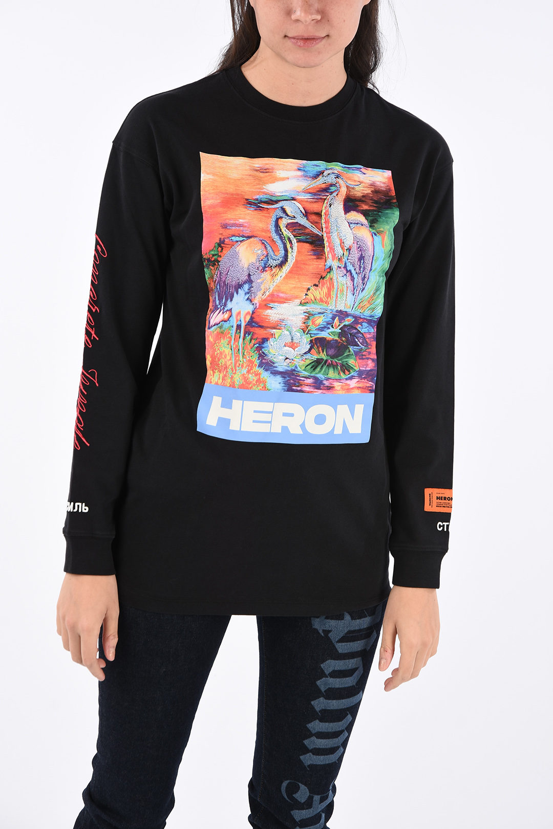 HERON PRESTON ヘロンプレストン 長袖Tシャツ ロンT ブラック L 開店