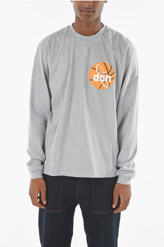 Just Don Printed Long Sleeve T-shirt In Grey