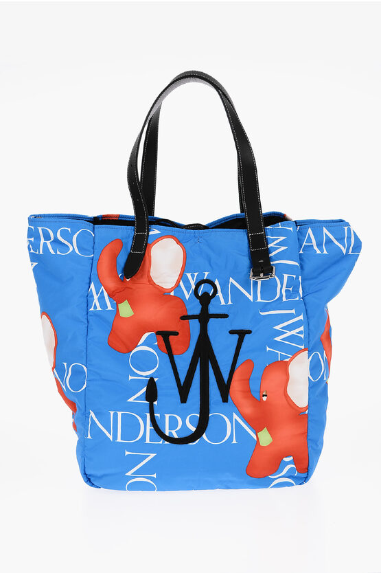 Jw Anderson Printed Nylon Cabas Tote Bag In Blue