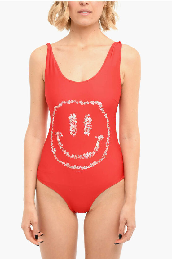 Shop Ganni Printed One-piece Swimsuit