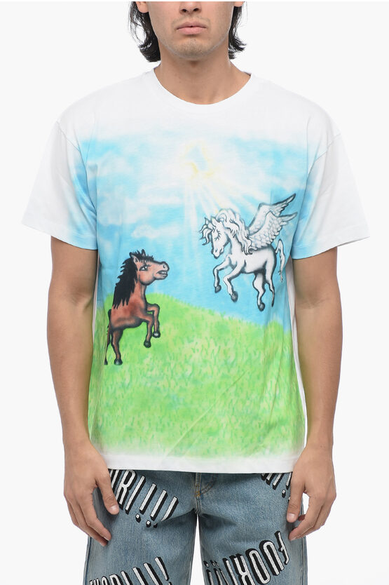 Shop Sky High Farm Printed Organic Cotton Crew-neck T-shirt